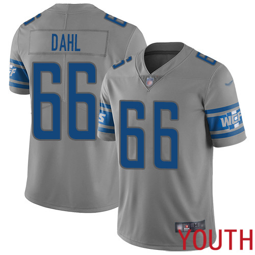 Detroit Lions Limited Gray Youth Joe Dahl Jersey NFL Football #66 Inverted Legend->youth nfl jersey->Youth Jersey